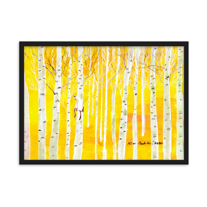 Poster mit Rahmen - Birkenwald Birch Forest Seokhee Kim Schwarz / 50×70 cm artlia