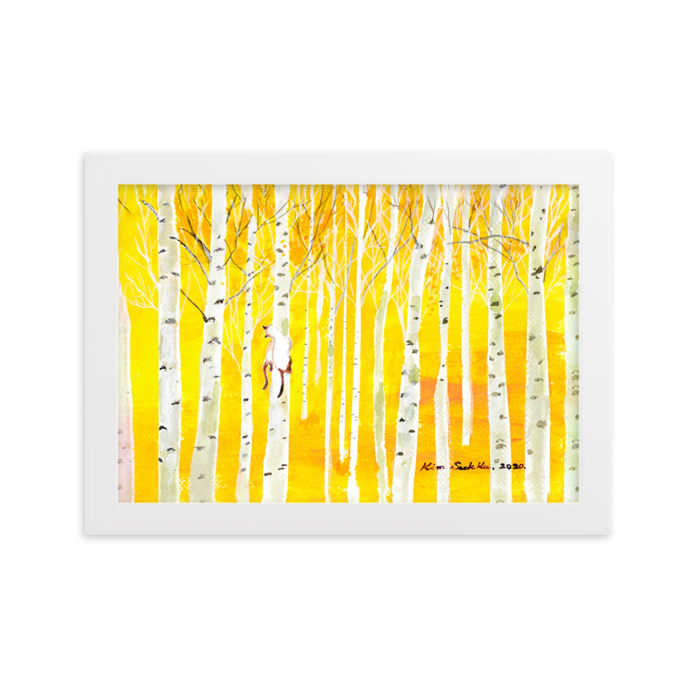 Poster mit Rahmen - Birkenwald Birch Forest Seokhee Kim Weiß / 21×30 cm artlia