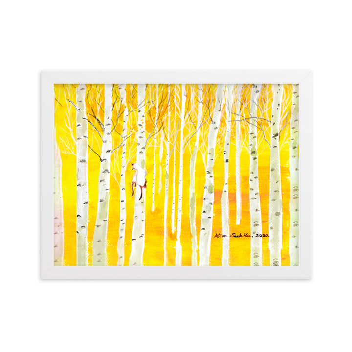 Poster mit Rahmen - Birkenwald Birch Forest Seokhee Kim Weiß / 30×40 cm artlia