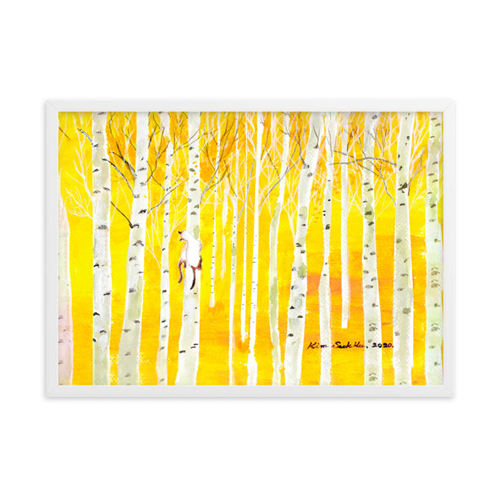 Poster mit Rahmen - Birkenwald Birch Forest Seokhee Kim Weiß / 50×70 cm artlia