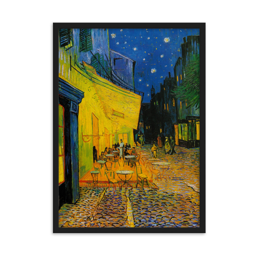 Poster mit Rahmen - Caféterrasse am Abend Vincent van Gogh Schwarz / 50×70 cm artlia