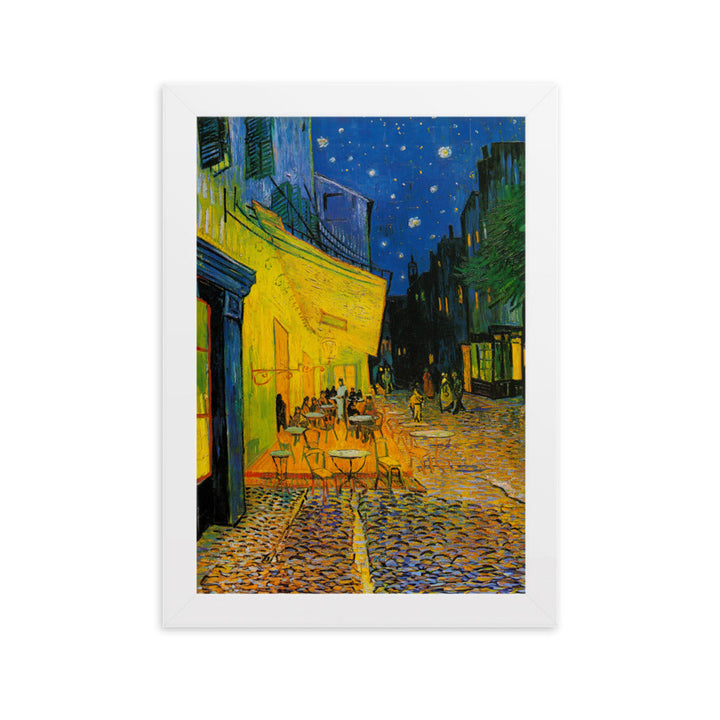 Poster mit Rahmen - Caféterrasse am Abend Vincent van Gogh Weiß / 21×30 cm artlia