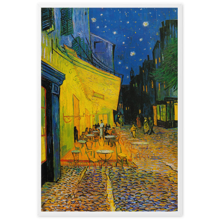 Poster mit Rahmen - Caféterrasse am Abend Vincent van Gogh Weiß / 61×91 cm artlia