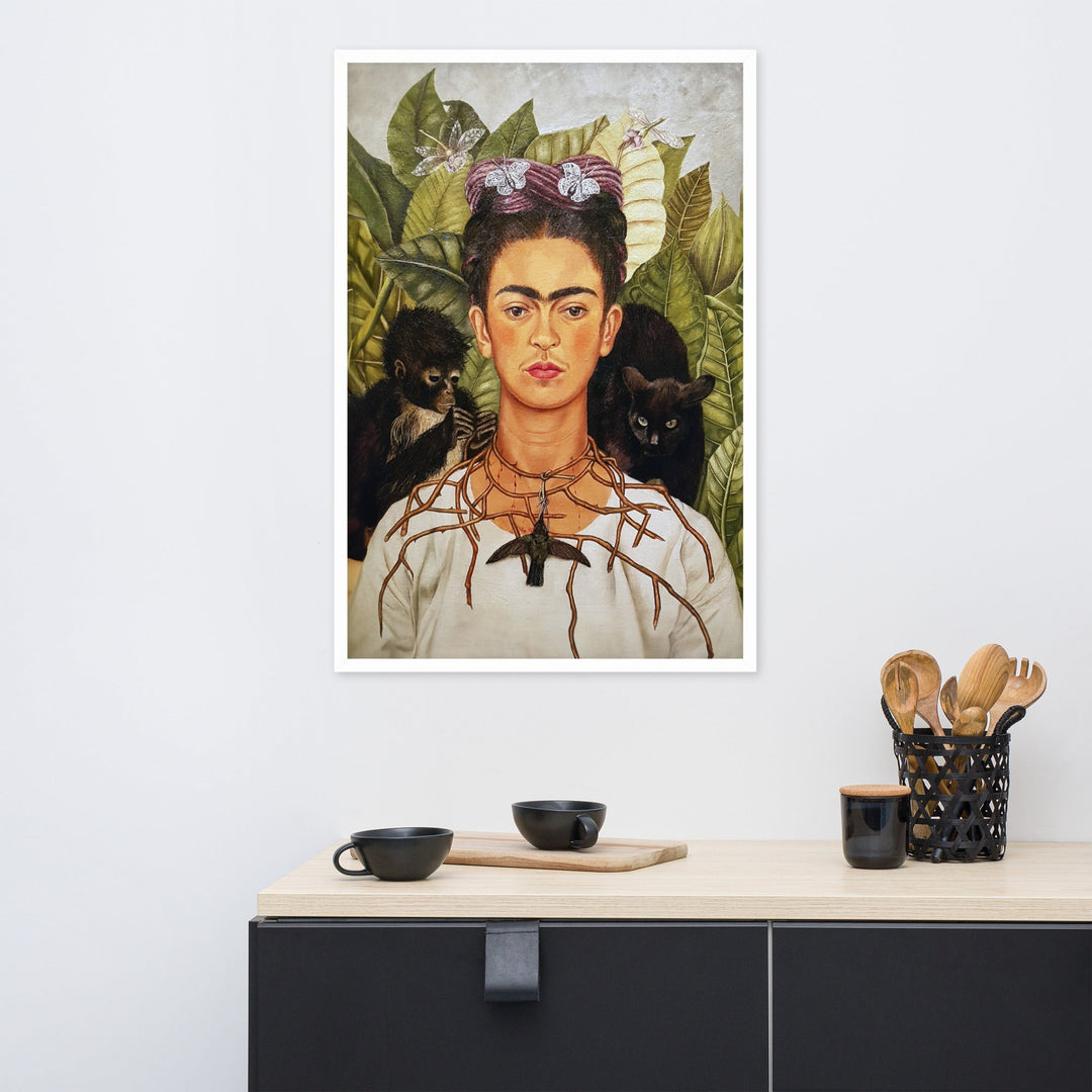 Poster mit Rahmen - Frida Kahlo with Thorn Necklace and Hummingbird ARTLIA artlia