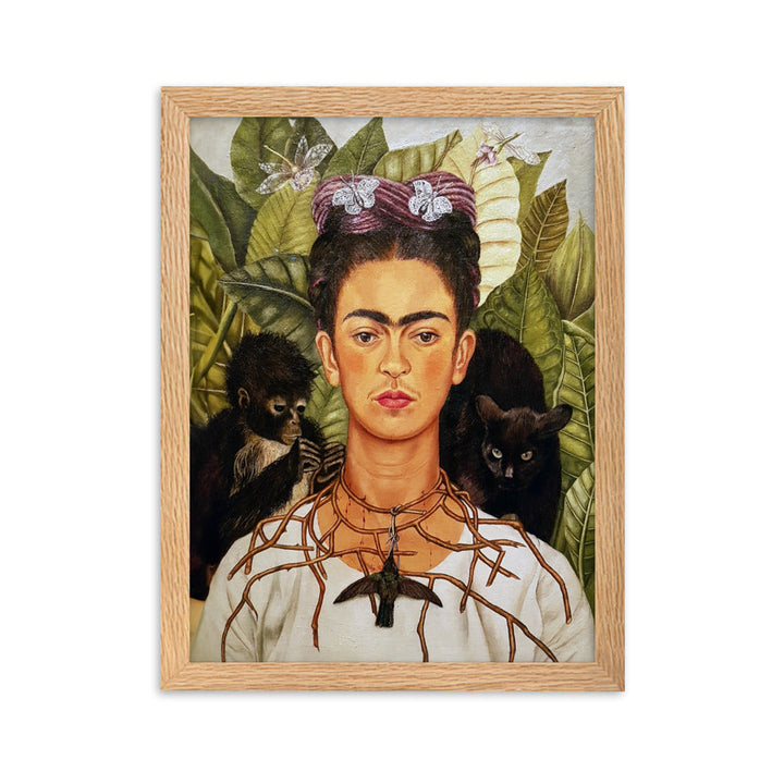 Poster mit Rahmen - Frida Kahlo with Thorn Necklace and Hummingbird ARTLIA Oak / 30×40 cm artlia