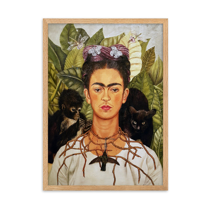 Poster mit Rahmen - Frida Kahlo with Thorn Necklace and Hummingbird ARTLIA Oak / 50×70 cm artlia