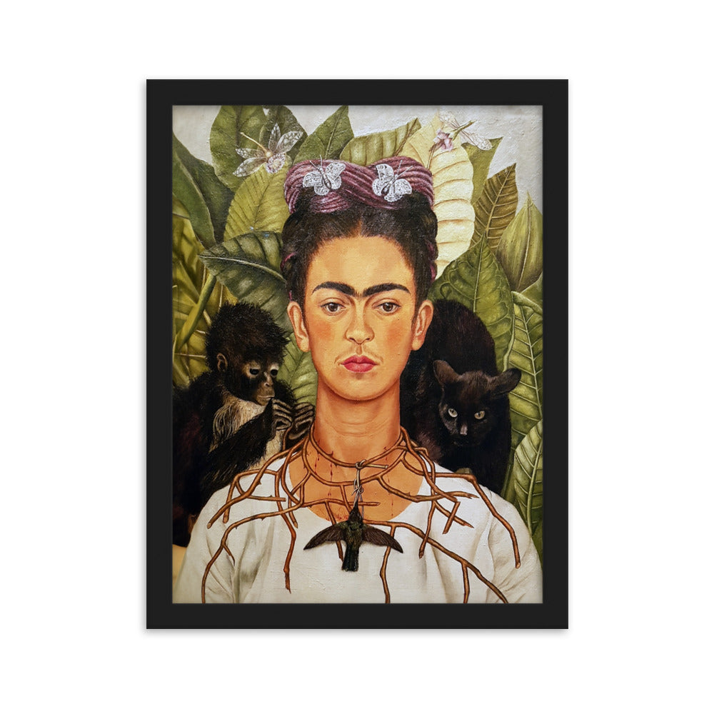Poster mit Rahmen - Frida Kahlo with Thorn Necklace and Hummingbird ARTLIA Schwarz / 30×40 cm artlia