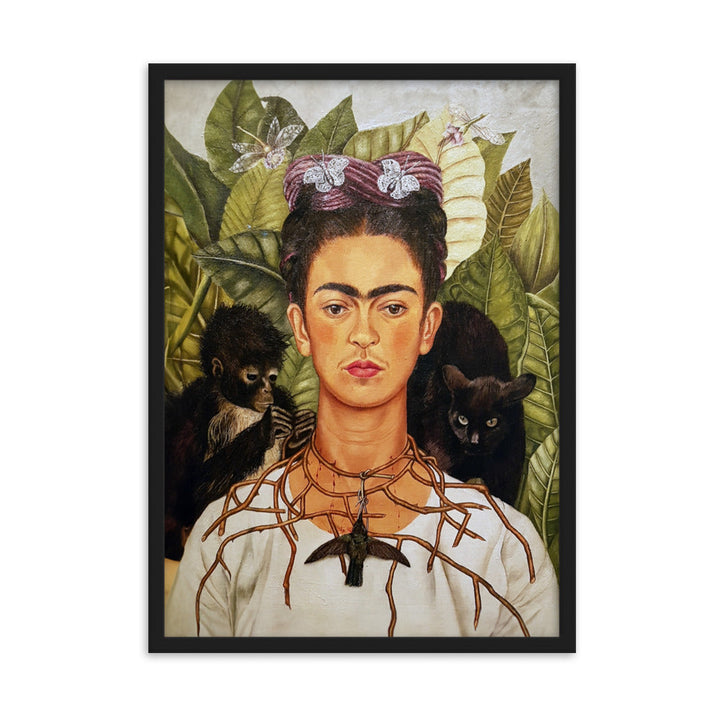 Poster mit Rahmen - Frida Kahlo with Thorn Necklace and Hummingbird ARTLIA Schwarz / 50×70 cm artlia