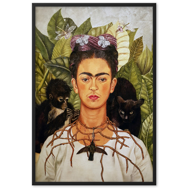 Poster mit Rahmen - Frida Kahlo with Thorn Necklace and Hummingbird ARTLIA Schwarz / 61×91 cm artlia