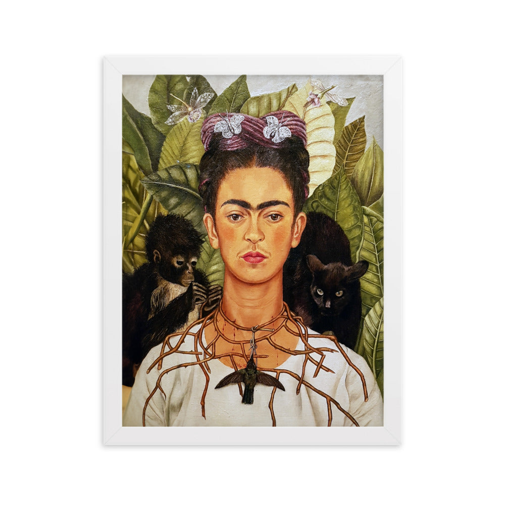 Poster mit Rahmen - Frida Kahlo with Thorn Necklace and Hummingbird ARTLIA Weiß / 30×40 cm artlia