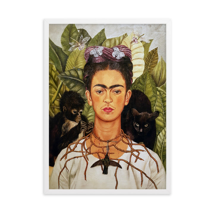 Poster mit Rahmen - Frida Kahlo with Thorn Necklace and Hummingbird ARTLIA Weiß / 50×70 cm artlia