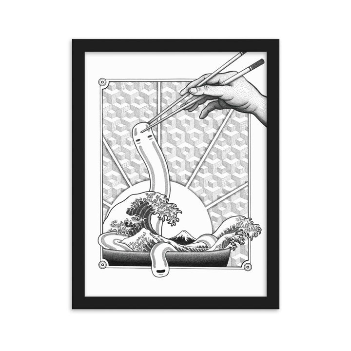 Poster mit Rahmen - Ghibli Ramen Pavel Illustrations Schwarz / 30×40 cm artlia