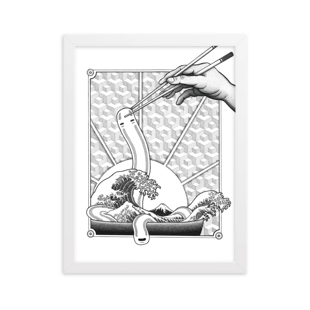 Poster mit Rahmen - Ghibli Ramen Pavel Illustrations Weiß / 30×40 cm artlia