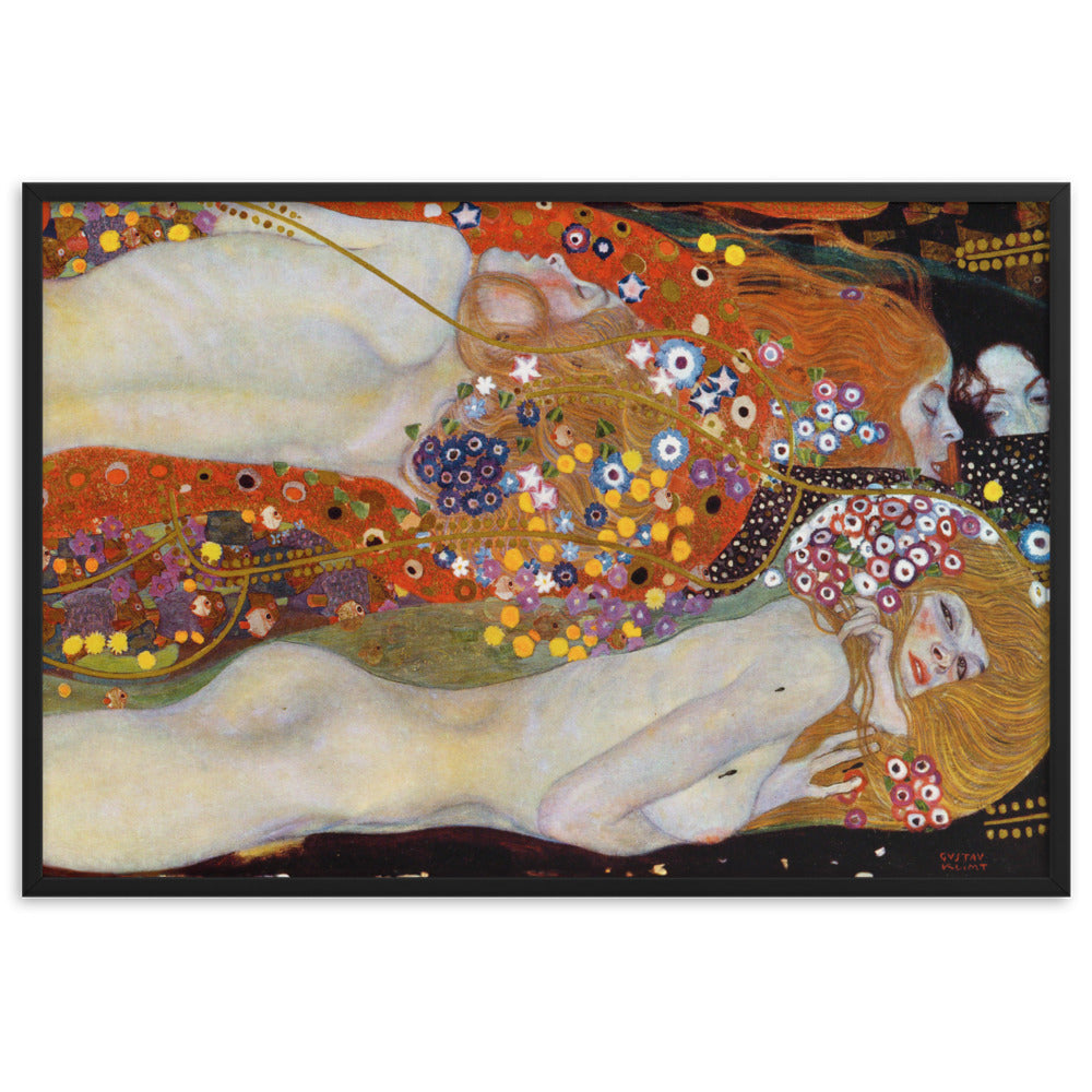 Poster mit Rahmen - Gustav Klimt, Wasserschlangen II Kuratoren von artlia Schwarz / 61×91 cm artlia
