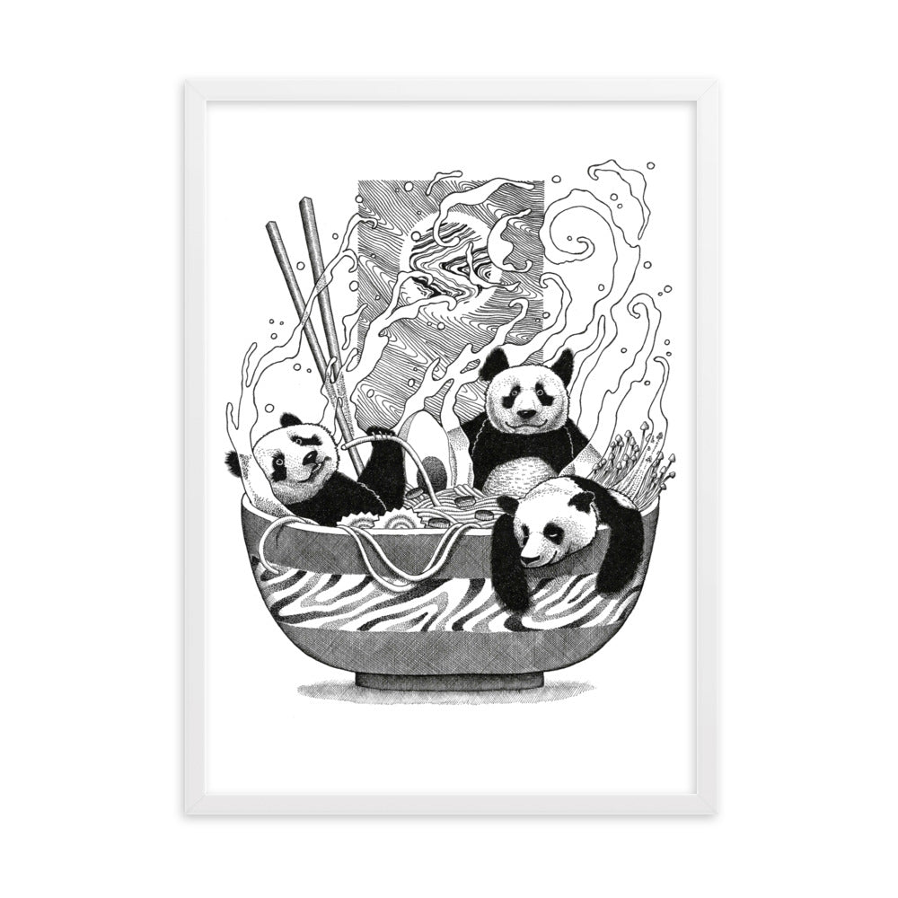 Poster mit Rahmen - Panda Ramen Pavel Illustrations Weiß / 50×70 cm artlia