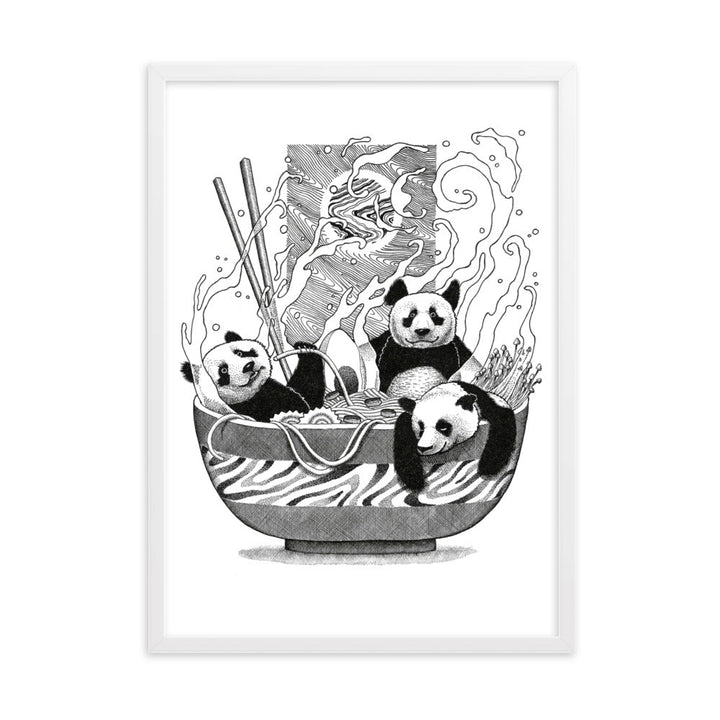 Poster mit Rahmen - Panda Ramen Pavel Illustrations Weiß / 50×70 cm artlia