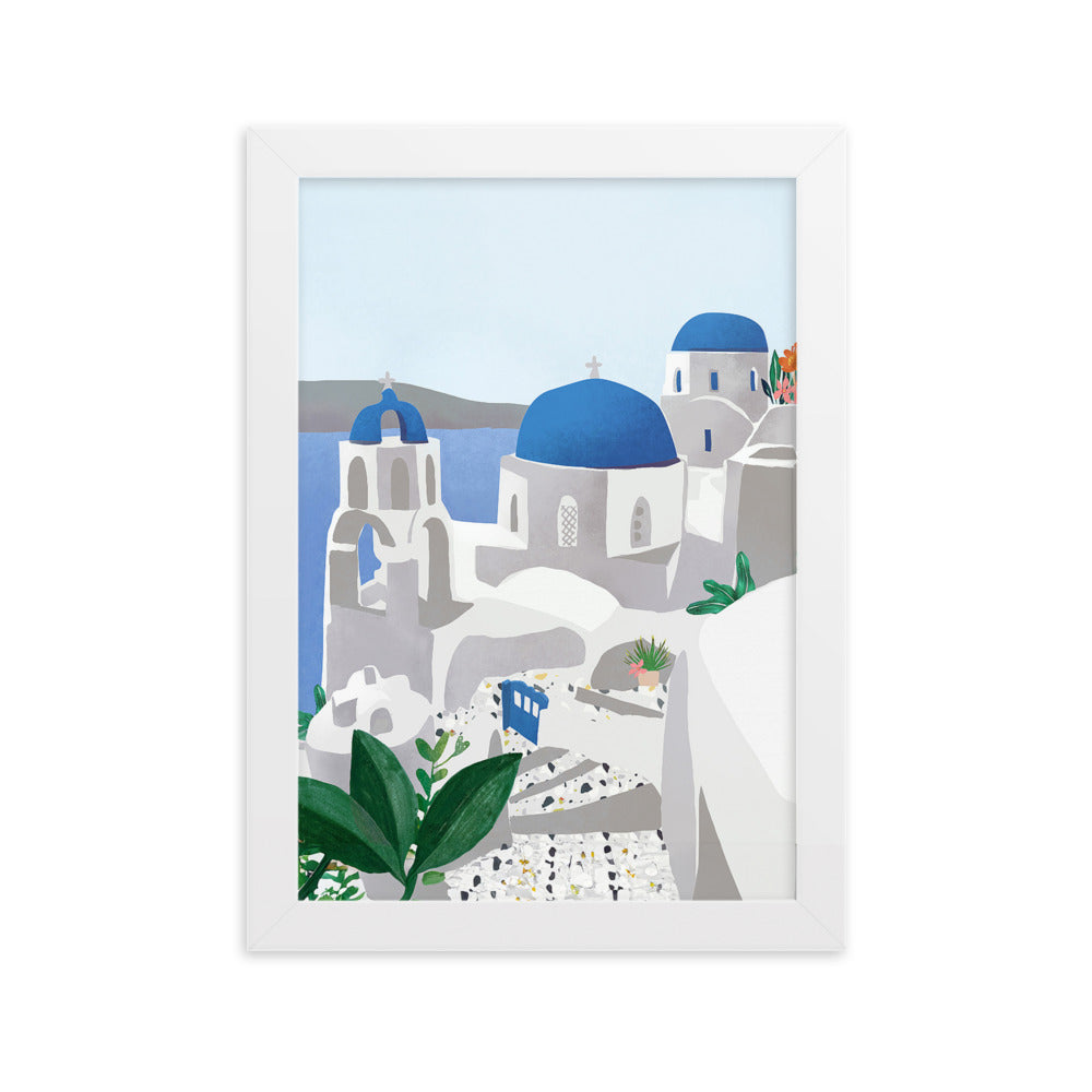 Poster mit Rahmen - Santorini Kuratoren von artlia Weiß / 21×30 cm artlia