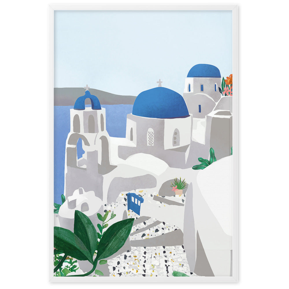 Poster mit Rahmen - Santorini Kuratoren von artlia Weiß / 61×91 cm artlia