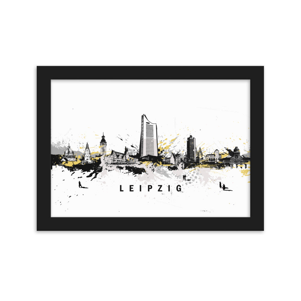 Poster mit Rahmen - Skyline Leipzig Marko Kurth Schwarz / 21×30 cm artlia