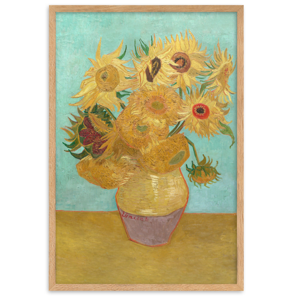 Poster mit Rahmen - Sonnenblumen, 1889 Vincent van Gogh Oak / 61×91 cm artlia