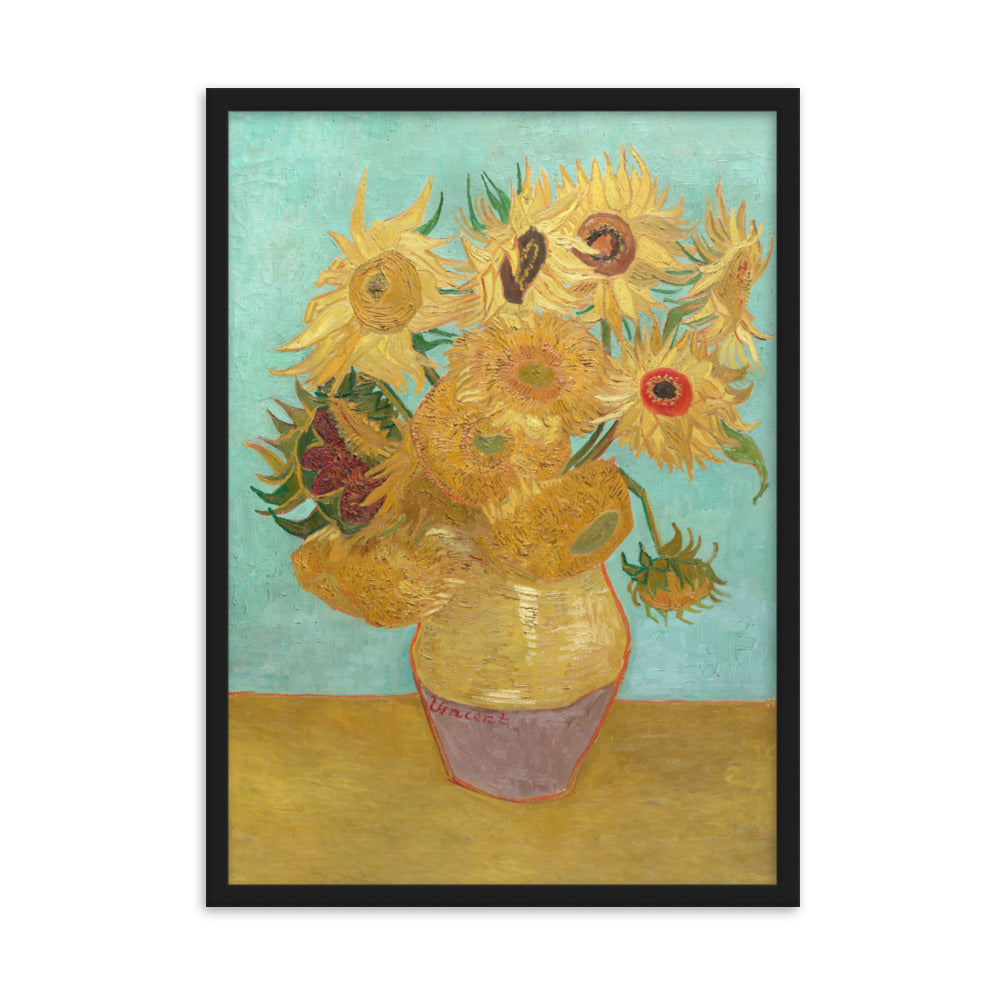 Poster mit Rahmen - Sonnenblumen, 1889 Vincent van Gogh Schwarz / 50×70 cm artlia