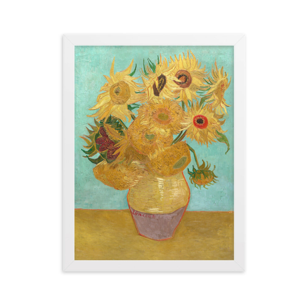 Poster mit Rahmen - Sonnenblumen, 1889 Vincent van Gogh Weiß / 30×40 cm artlia