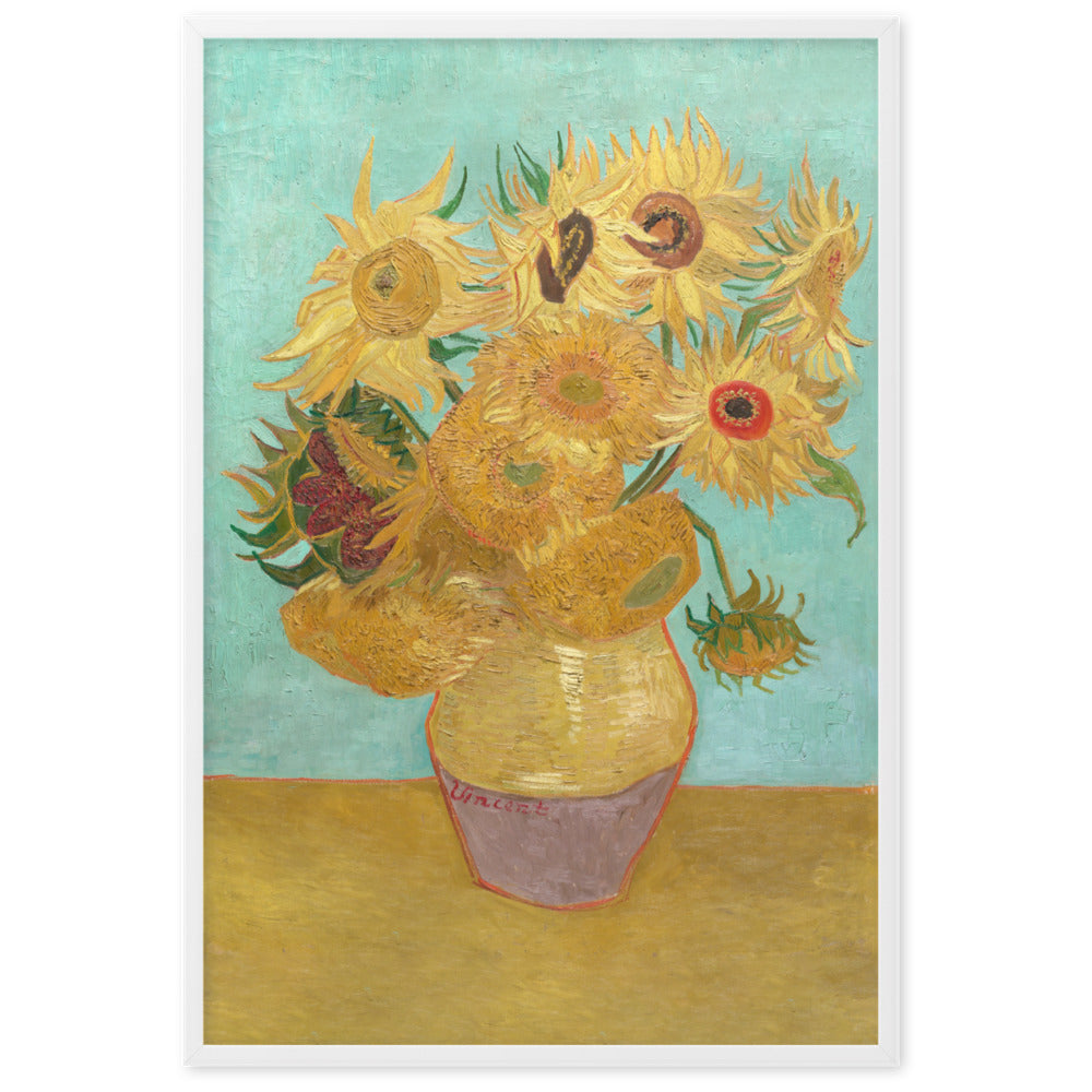 Poster mit Rahmen - Sonnenblumen, 1889 Vincent van Gogh Weiß / 61×91 cm artlia