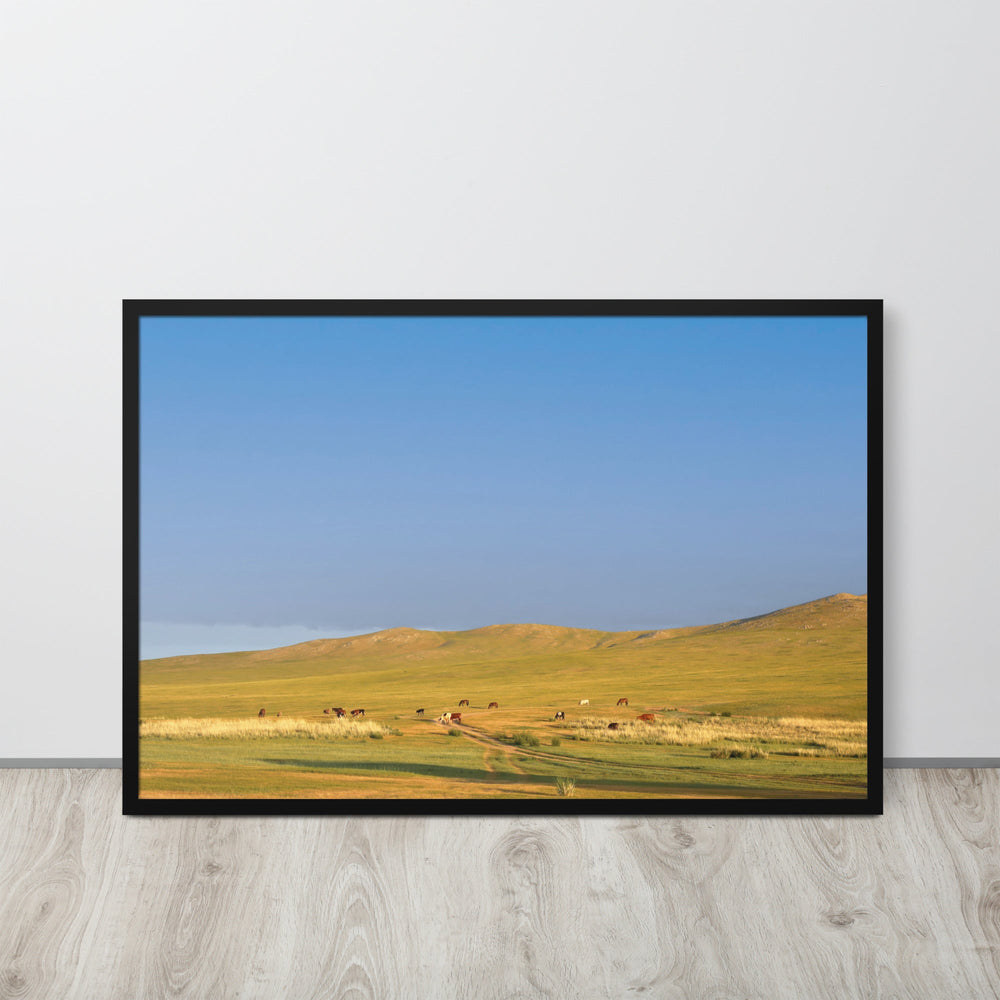 Poster mit Rahmen - Steppe on a calm morning, Mongolia Young Han Song artlia