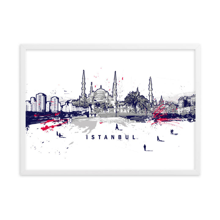 Poster - Skyline Istanbul Marko Kurth Weiß / 50×70 cm artlia