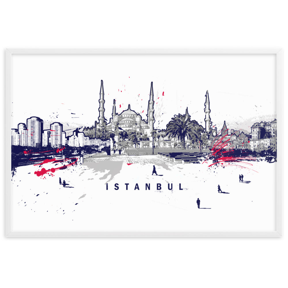 Poster - Skyline Istanbul Marko Kurth Weiß / 61×91 cm artlia