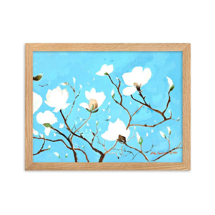 A Thousand, Shiny Magnolia - Poster im Rahmen artlia Oak / 30×40 cm artlia