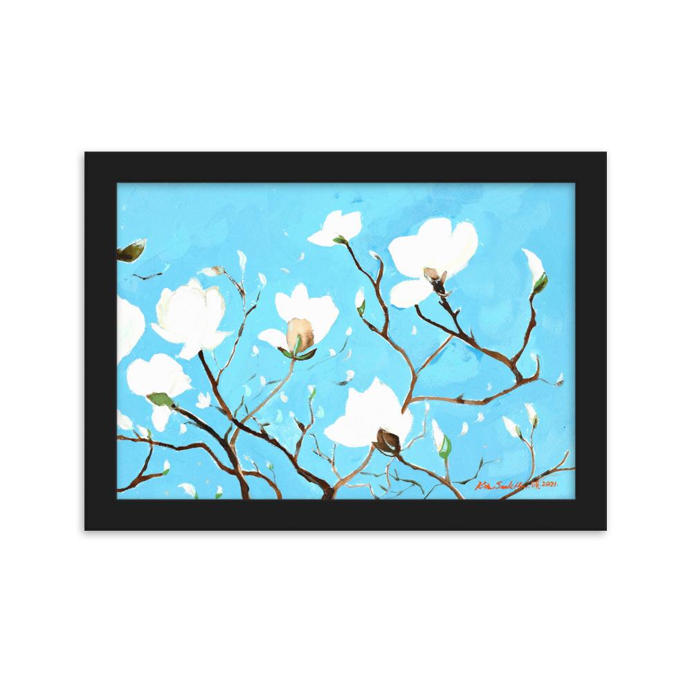 A Thousand, Shiny Magnolia - Poster im Rahmen artlia Schwarz / 21×30 cm artlia