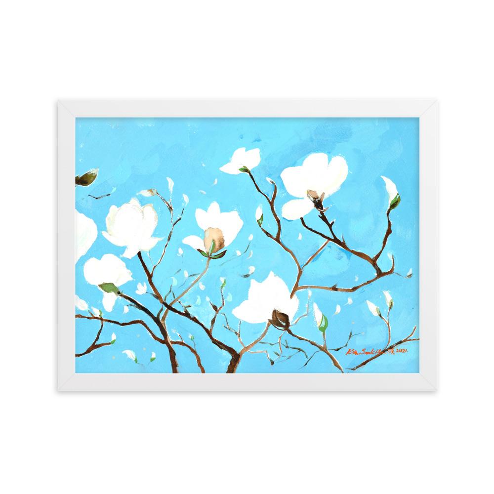 A Thousand, Shiny Magnolia - Poster im Rahmen artlia Weiß / 30×40 cm artlia