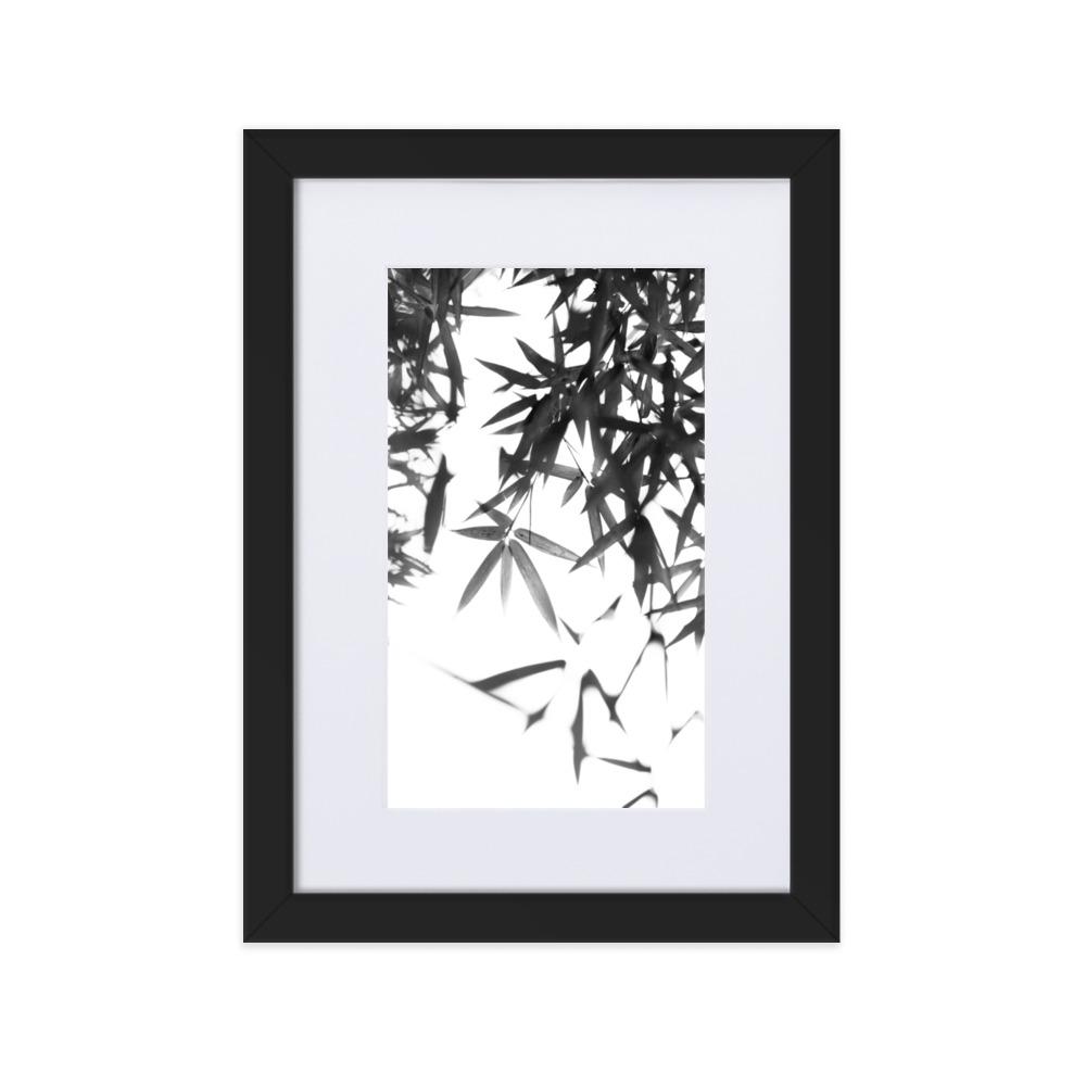 Bamboo Leaves Bambusblätter - Poster im Rahmen mit Passepartout artlia Schwarz / 21×30 cm artlia