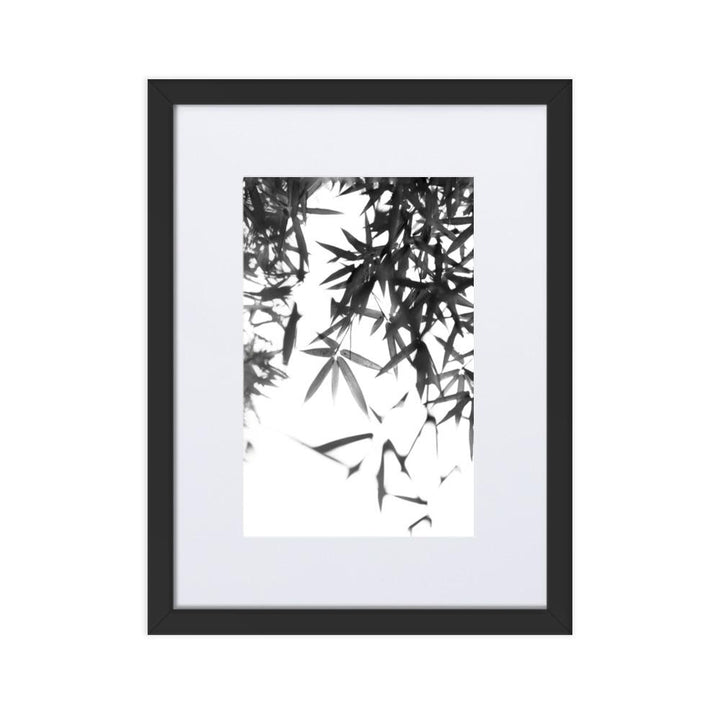 Bamboo Leaves Bambusblätter - Poster im Rahmen mit Passepartout artlia Schwarz / 30×40 cm artlia