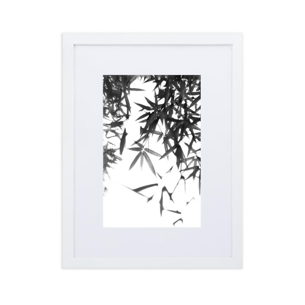 Bamboo Leaves Bambusblätter - Poster im Rahmen mit Passepartout artlia Weiß / 30×40 cm artlia