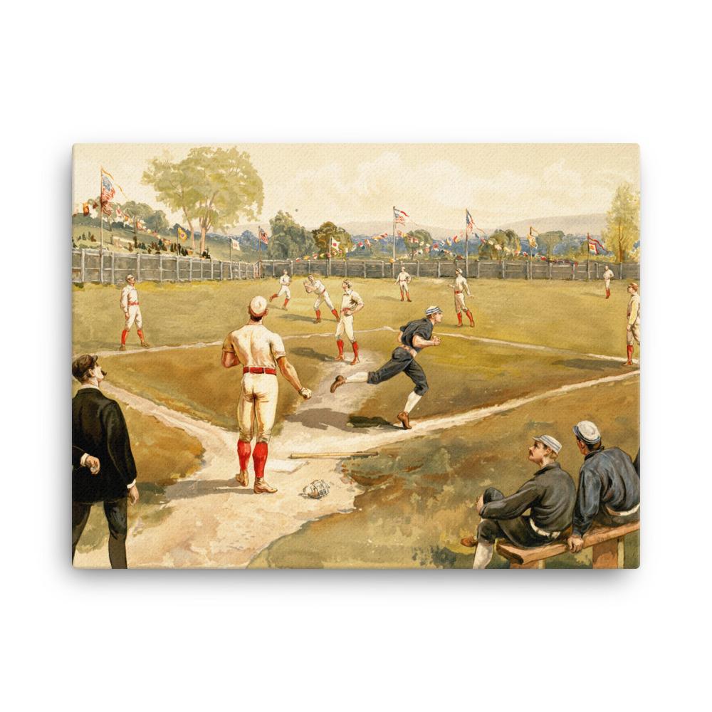Baseball des 19. Jahrhunderts - Leinwand Boston Public Library 30x41 cm artlia