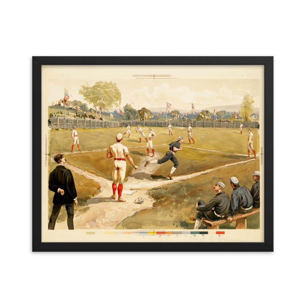 Baseball des 19. Jahrhunderts - Poster im Rahmen Boston Public Library schwarz / 41x51 cm artlia