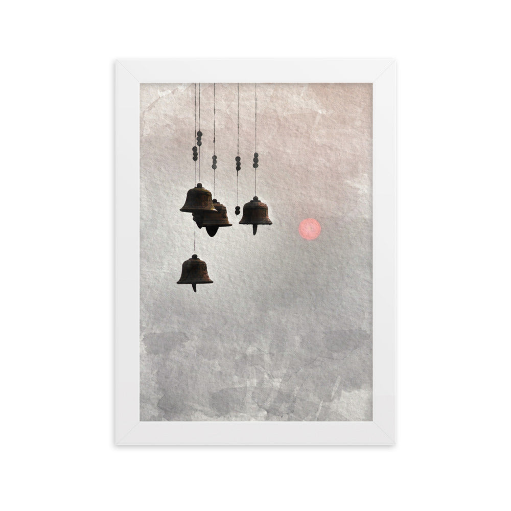 Bell koreanische Windglocken - Poster im Rahmen Kuratoren von artlia Weiß / 21×30 cm artlia