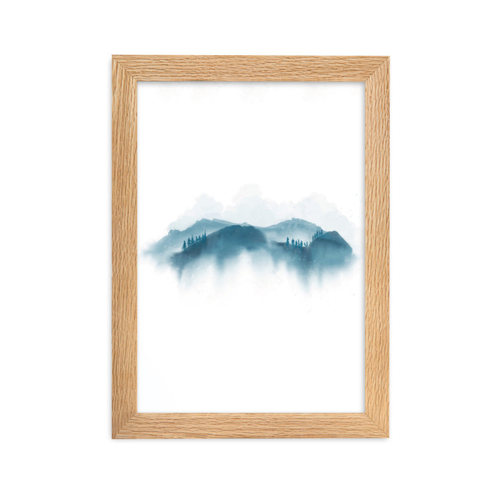 blue Mountains blaue Berge - Poster im Rahmen artlia Oak / 21×30 cm artlia