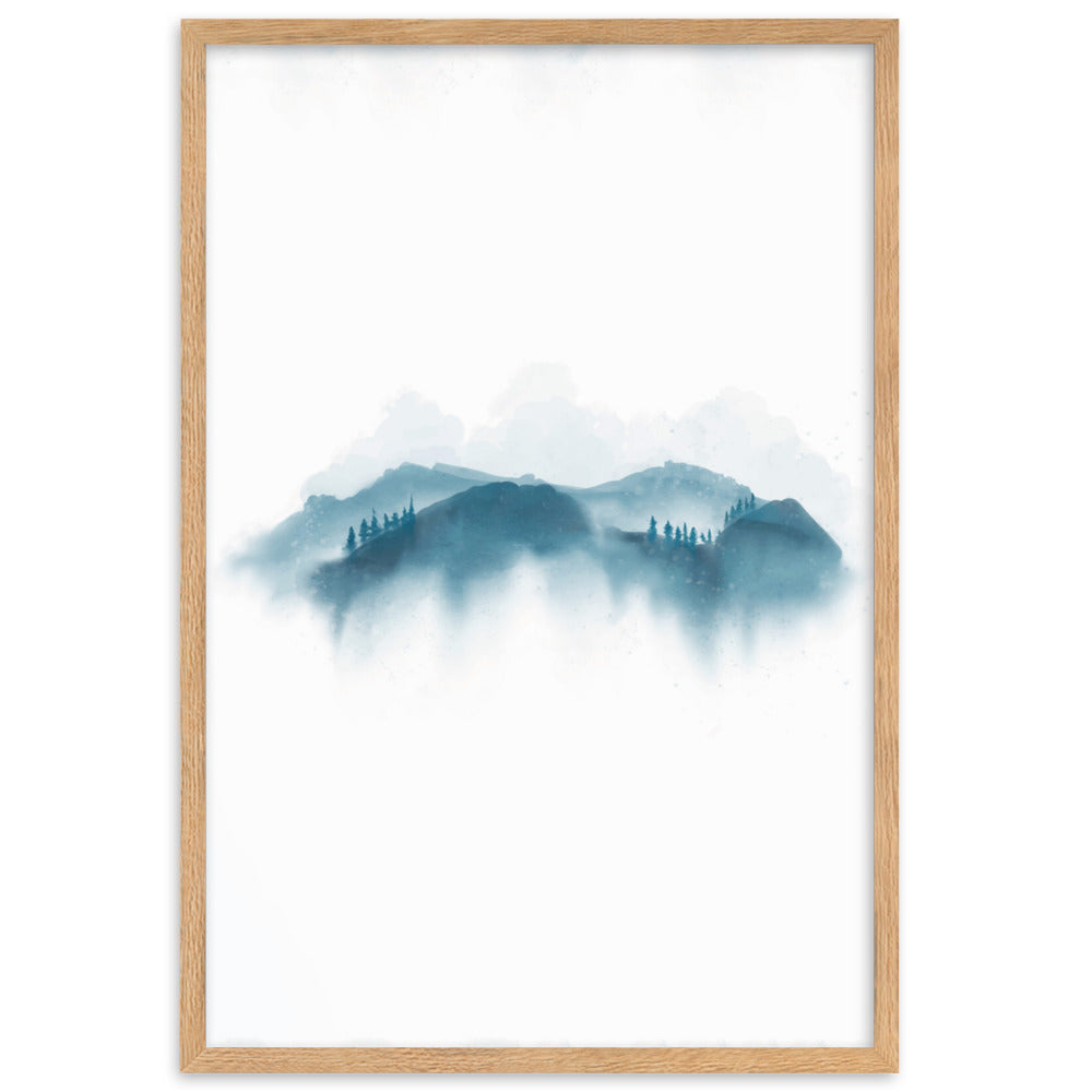 blue Mountains blaue Berge - Poster im Rahmen artlia Oak / 61×91 cm artlia