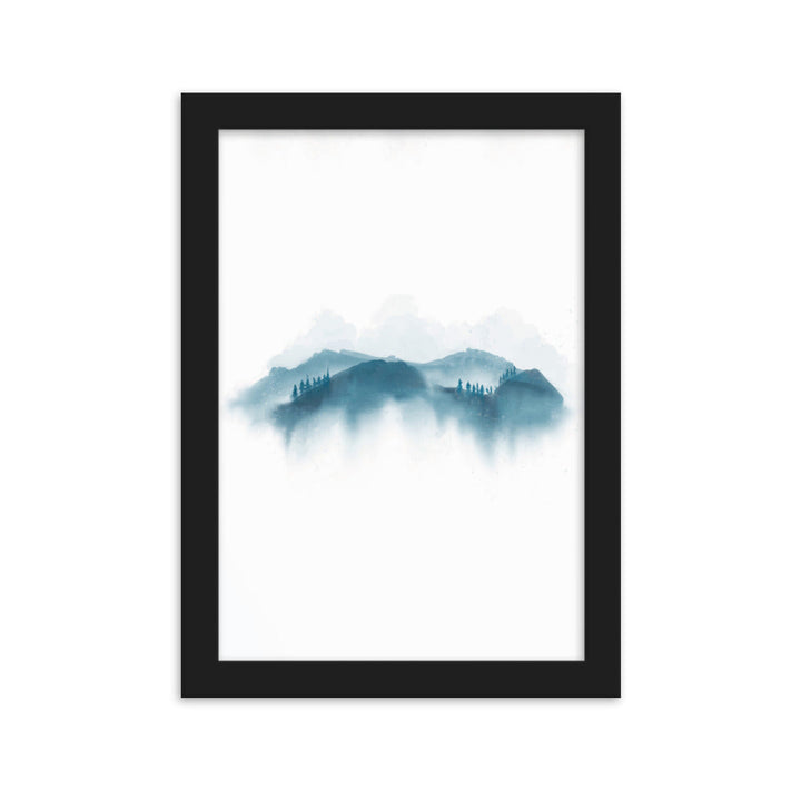 blue Mountains blaue Berge - Poster im Rahmen artlia Schwarz / 21×30 cm artlia