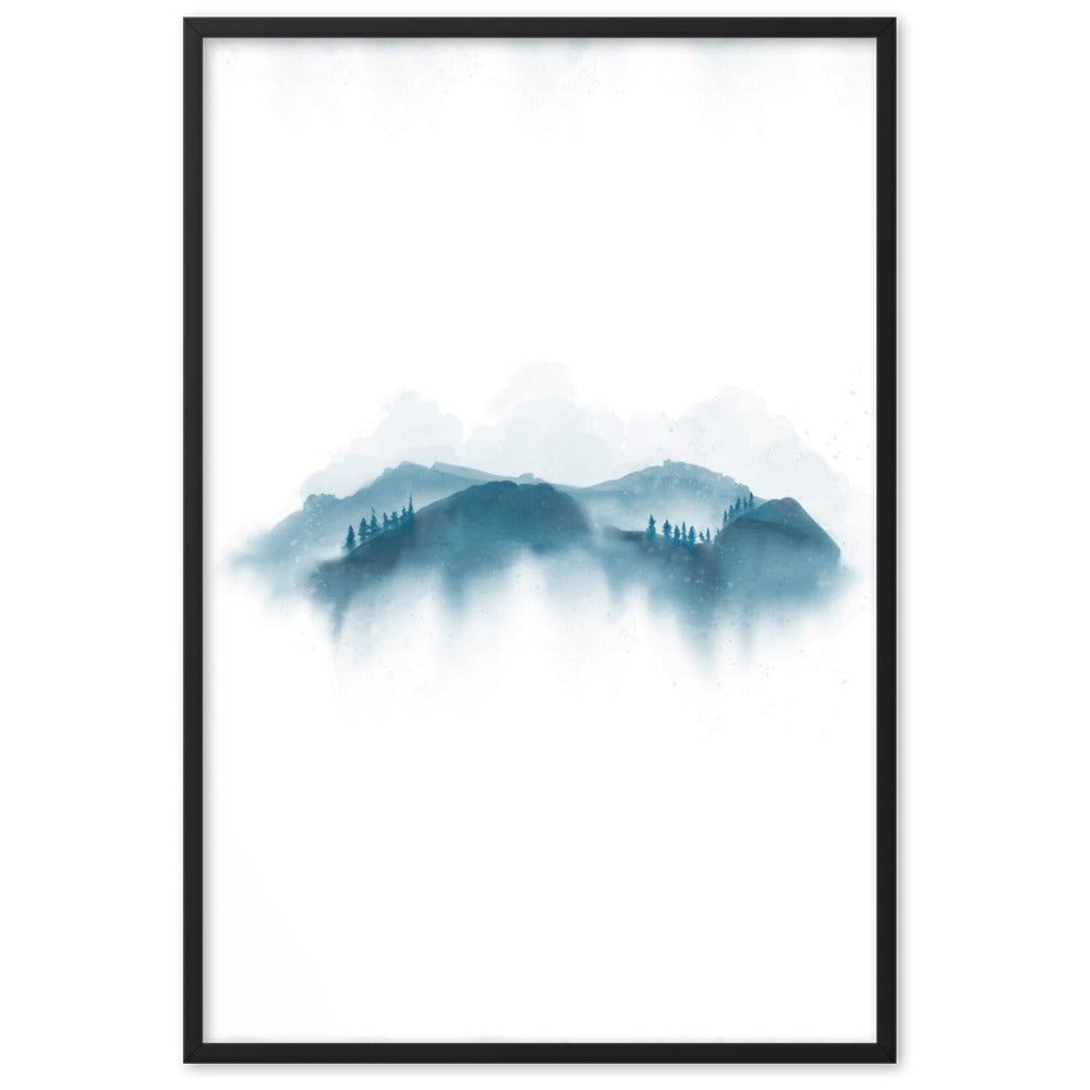 blue Mountains blaue Berge - Poster im Rahmen artlia Schwarz / 61×91 cm artlia
