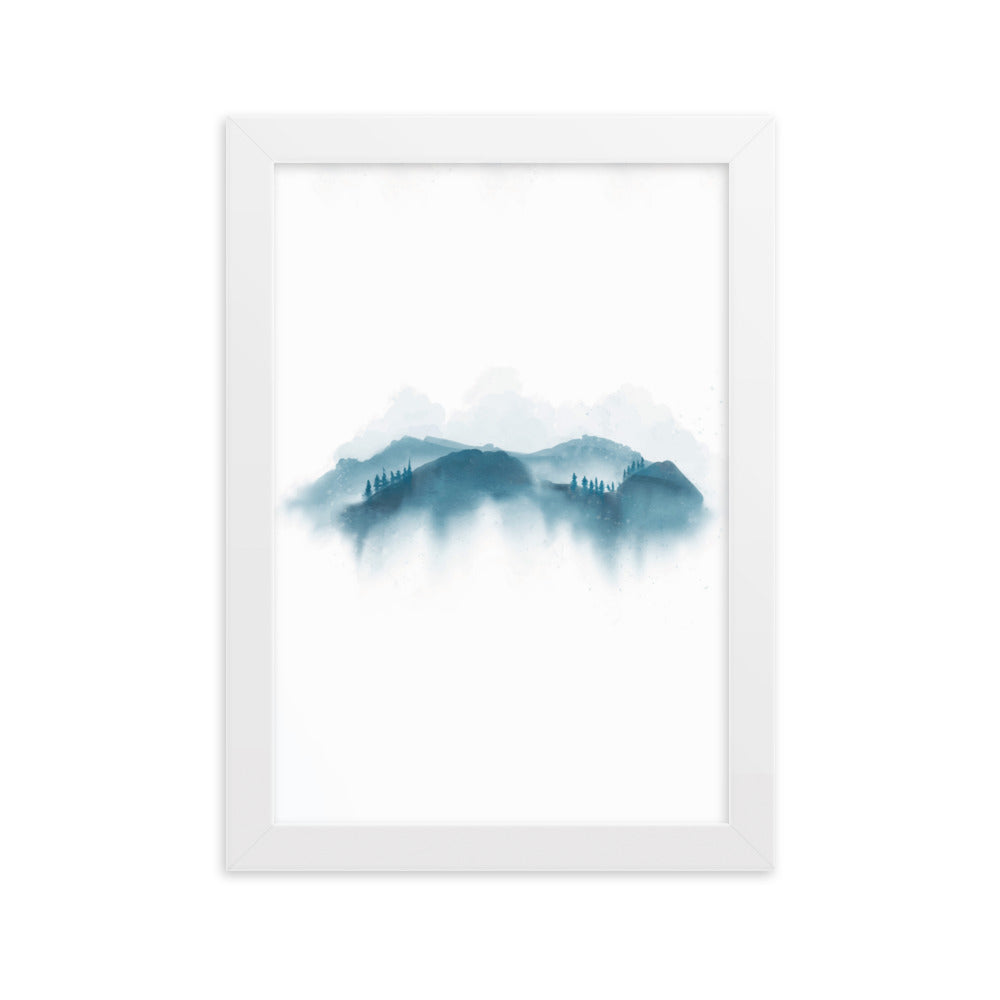 blue Mountains blaue Berge - Poster im Rahmen artlia Weiß / 21×30 cm artlia