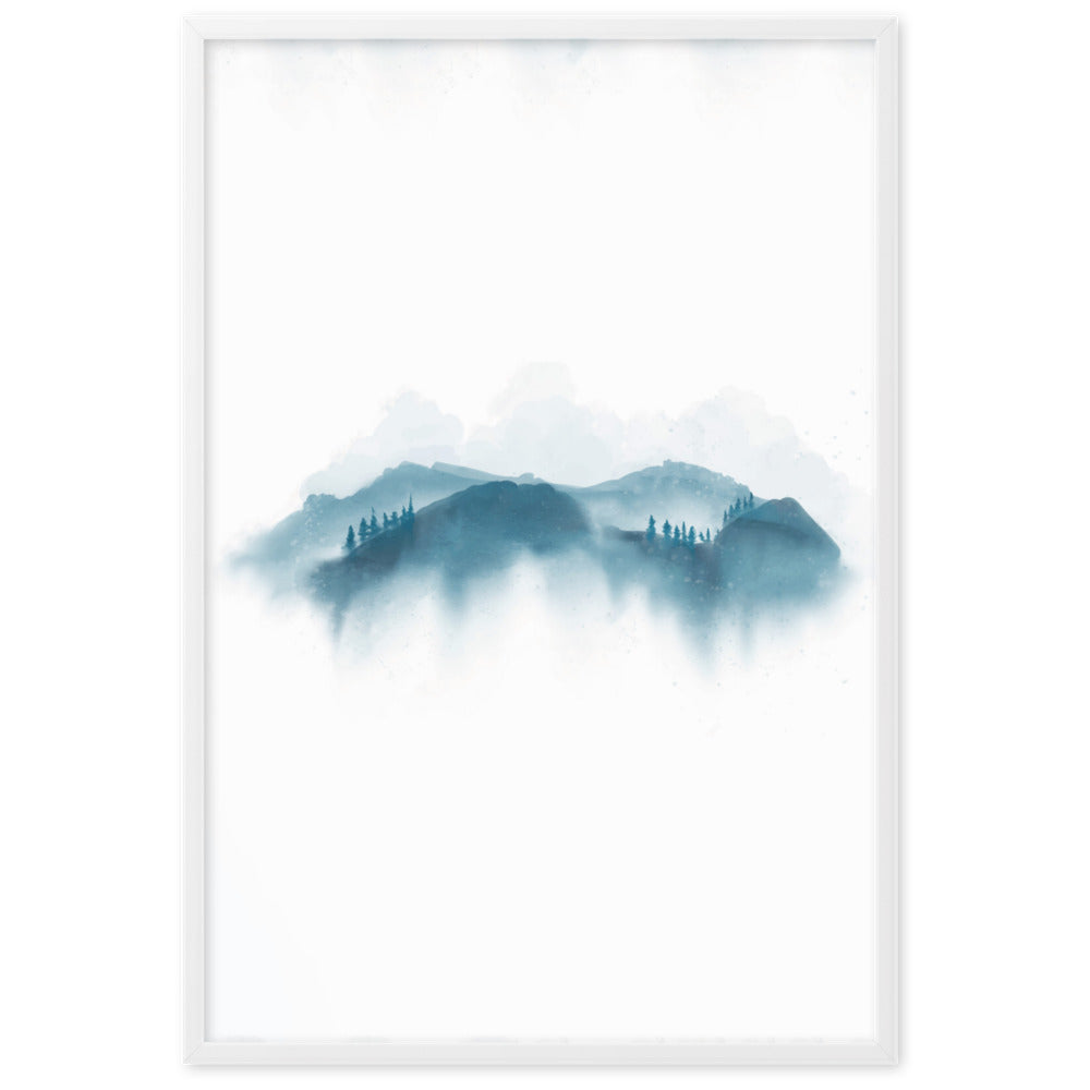blue Mountains blaue Berge - Poster im Rahmen artlia Weiß / 61×91 cm artlia