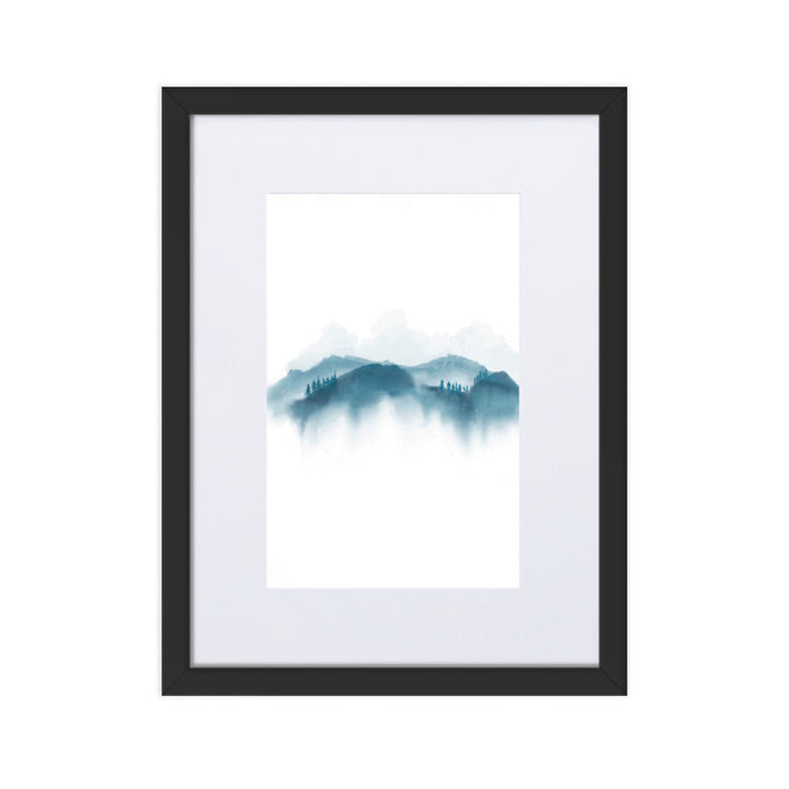 blue Mountains blaue Berge - Poster im Rahmen mit Passepartout artlia Schwarz / 30×40 cm artlia