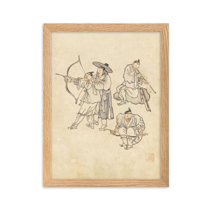 Bogenschiessen, Kim Hong-do - Poster im Rahmen Hong-do Kim Oak / 30×40 cm artlia