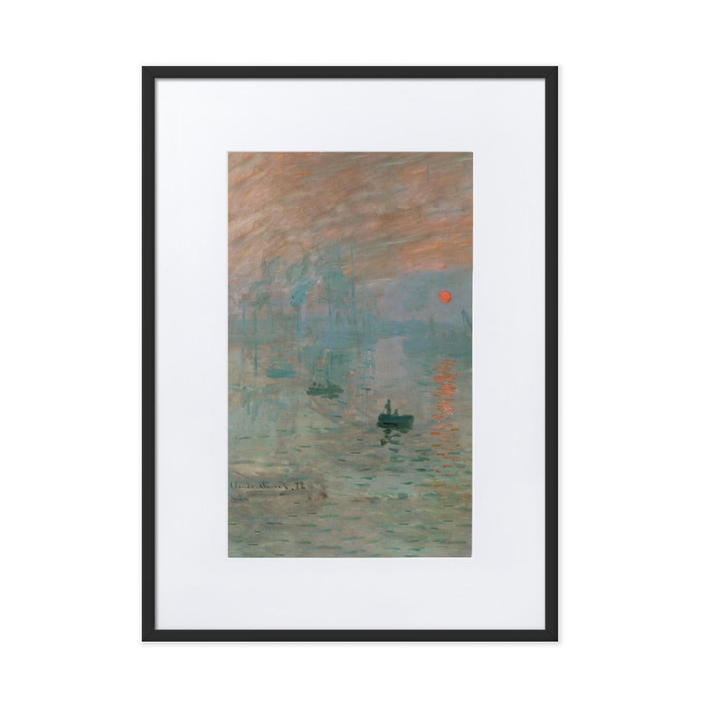 Claude Monet, Impression, Sonnenaufgang - Poster im Rahmen mit Passepartout Claude Monet Schwarz / 50×70 cm artlia