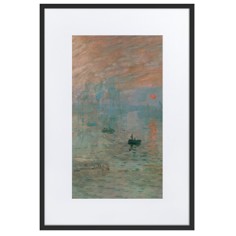 Claude Monet, Impression, Sonnenaufgang - Poster im Rahmen mit Passepartout Claude Monet Schwarz / 61×91 cm artlia
