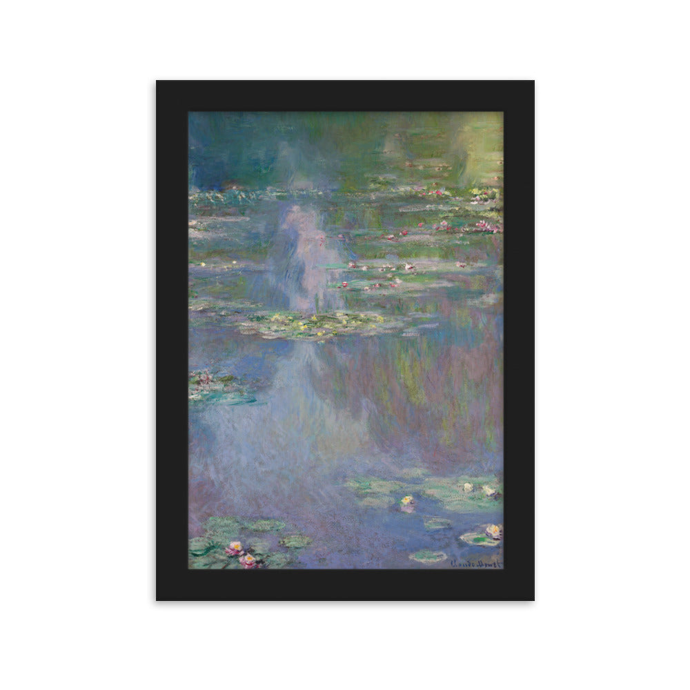 Claude Monet, Seerosen - Poster im Rahmen Claude Monet Schwarz / 21×30 cm artlia